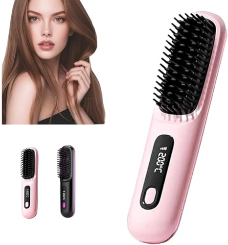Eloura Tragbare Bürste Glätten, Locken, Trocknen Eloura Berlin Multifunktionale Haarbürste Für Glattes, Lockiges Und Trockenes Haar (Lila)