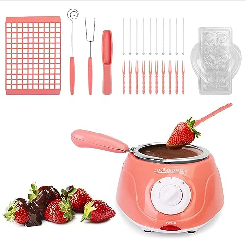 Electric Chocolate Melting Furnace, Constant Temperature Heating Melting Machine, Double Pot Dual Temperature Control Design, Diy Baking Accessories (Pink 1)