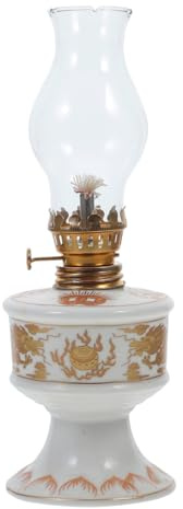 ROMISBABA Lámpara de queroseno antigua de cerámica retro lámpara de aceite para decoración del hogar y exterior, iluminación de emergencia estable, uso versátil para camping y celebración, lámpara de