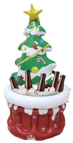 Christmas Tree Inflatable Ice Bucket | Christmas Drink Cooler, Beverage Cooler for Beer, Wine, Soda, Tiki, Outdoor Inflatable Drink Bar for Decoration
