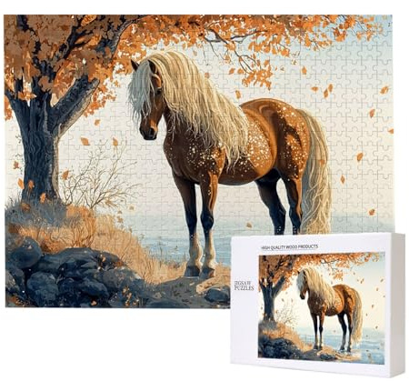 Puzzle 1000 Teile Erwachsene Herbst Pferde, Impossible Klassische Jigsaw Puzzles 75 x 50cm, Geschicklichkeitsspiel für die ganze Familie, Puzzle farbenfrohes Legespiel Home Dekoration Geschenk k-689
