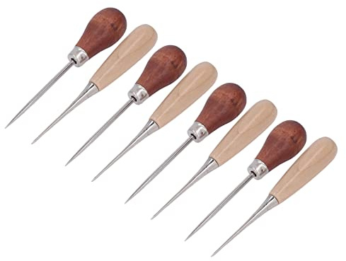 RASTKY Punteruolo in Pelle Manico Ergonomico in Legno Strumento Multifunzione Salva Sforzo in Acciaio Inossidabile per Scarpe in Pelle Fai da Te, per gli Amanti del Fai da Te
