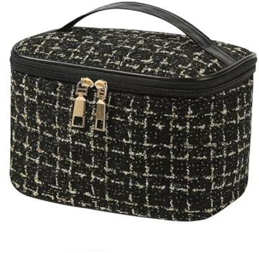 Kosmetiktasche Reise-Kulturbeutel für Frauen, flach aufklappbarer Kulturbeutel, Make-up-Organizer mit Trennwand und Griff(A)
