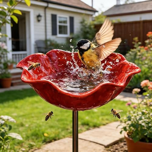 Abbeveratoio per Uccelli, Abbeveratoio Per Apis Da Giardino, Ferro Stazione Di Abbeveraggio Per Apis, Abbeveratoios A Forma Di Fiores, Stazione Acqua Per Esterno, Giardino, Cortile, Balcone (1Pcs)