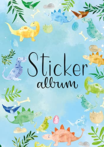 Avery Zweckform 57793 Dino Sticker Album with 16 Blank Pages (A5 Sticker Book for Children, Boys, Album for Collecting, Dinosaur Stickers Scrapbook, Silicone Paper Blank, Children's Birthday, Gift