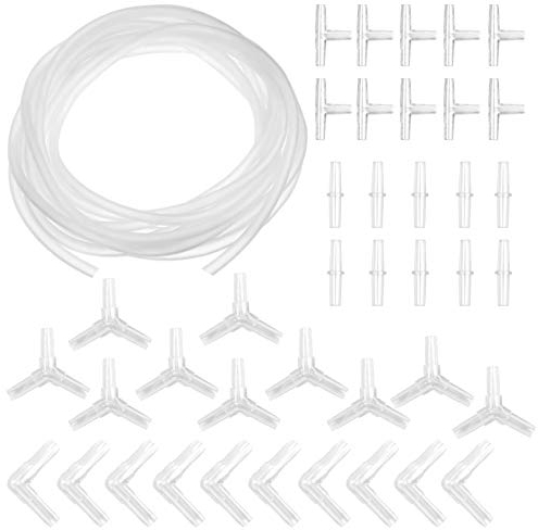 Skyzone Aquarium-Luftleitungsverbinder und Schlauch, Luftpumpen-Zubehör-Set mit 40 Stück Y T L I Luftschlauchverbinder + 5 Meter 4 mm x 6 mm Aquarium-Luftschlauch