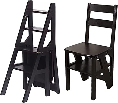 Pliable Bibliothèque Escabeau Tabouret Décoratifs Étagère Pour Accueil Cuisine Placards Meubles,Woodrow Échelle Pliable,Portable Escabeau,Pliable Escabeau Chaise ( Color : Noir , Size : 35x46x88.5cm )
