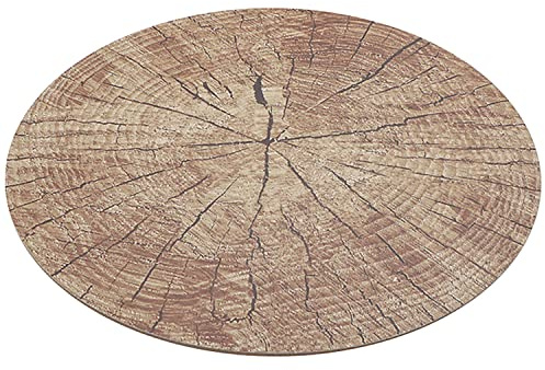 Untersetzer Holz-Optik Platz-Set 38 cm rund abwischbar Baumscheibe Fotodruck Unterseite Kork Tisch-Deko (6)