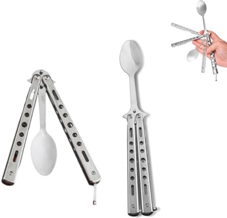 streeHerjjkeA1 Cucchiaio a farfalla, coltello da allenamento a farfalla, per viaggi, campeggio, caccia, barbecue