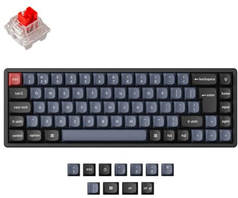 Keychron K6 Pro Custom Mechanical Keyboard ISO UK Layout, QMK/VIA Programmable Wireless Gaming Keyboard with Hot-Swappable Red Switch, RGB Backlits, Aluminum Frame, PBT Keycaps for Mac Windows Linux