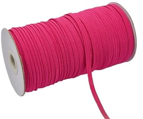 Goma elastica costura Bandas elásticas de colores de alta elasticidad, 200 a 100 yardas, 6 mm, ancho, for manualidades, cuerda elástica, cinta, adorno de encaje, costura, bricolaje(Rose red,6mm 100yar