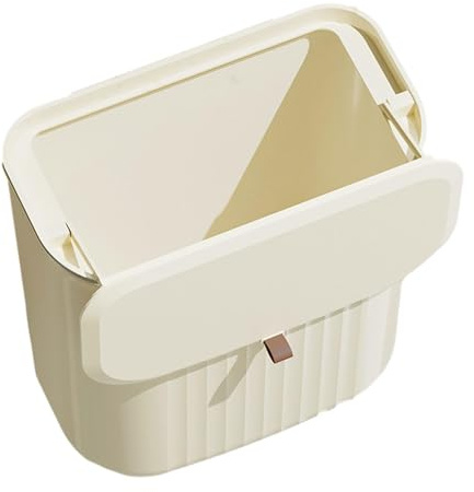 Cubo de basura – Caja de almacenamiento de pared con tapa multifuncional de gran apertura | Caja de almacenamiento autoadhesiva para ingredientes, especias, ropa, toallas