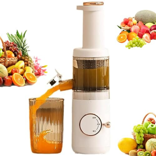 Masticating Slow Juicer, spremiagrumi centrifugo da 120 W con leva interruttore 3D, tasso di succo puro al 98% e separazione del succo, facile da pulire e trasportare, per agrumi, arancia, frutta,