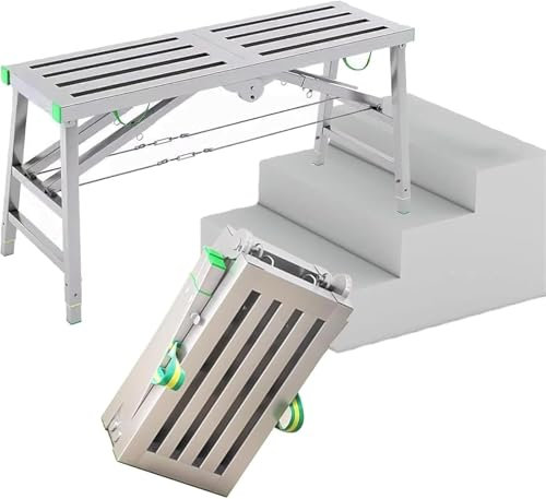 Escalera de andamio Plegable portátil para mejoras del hogar, Plataforma de Trabajo Multiusos (180 x 40 cm)