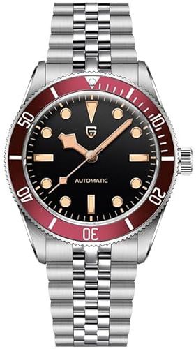 Pagani Design PD-1812 - Reloj mecánico para Hombre, Bisel Giratorio de Aluminio, Movimiento NH35, Correa de Acero Inoxidable, manecillas Luminosas, Cuerda automática, para Negocios, Buceo, Agua
