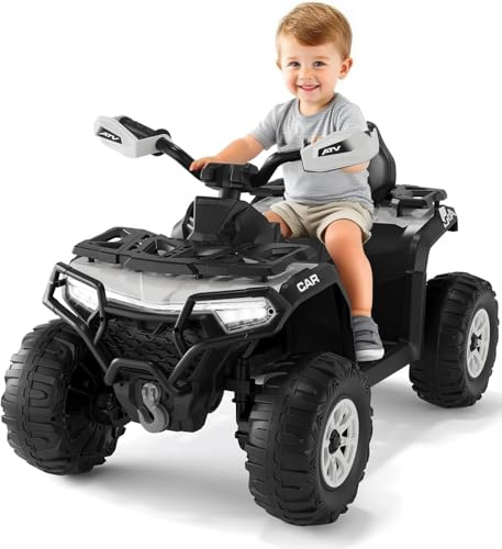 Quad Électrique Enfant 12V avec 2 Moteurs,Porteur Enfants Moteur Quad avec Télécommande Parentale, LED, Musique Bluetooth/USB,Voiture Électrique Tout Terrain pour Enfants 3-8 Ans