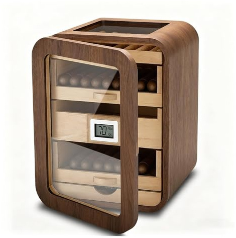 DARBCGH Cedar Cigar Humidor – 110 Cigars, Skylight, Hygrometer & Humidifier(A,Withskylight)