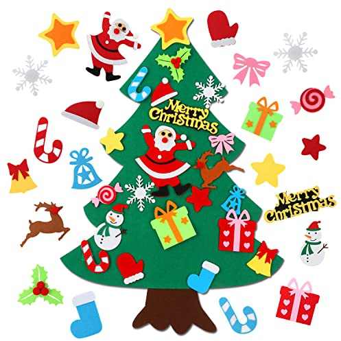 CASA CLAUSI Felt Christmas Tree for Kids DIY Decorations 2.6ft 22 Pcs