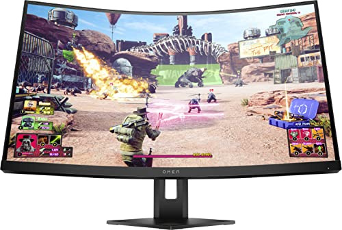 HP OMEN 27c Monitor Curvo da 27 pollici, Pannello VA 16:9 2K QHD 240Hz, 1 ms, DisplayHDR 400, Antiriflesso, 400 nits, AMD FreeSync, VESA, USB-A, Nero