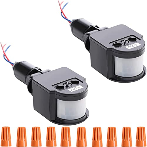 Youmile 2 Stück DC 12V Außen-Infrarotstrahl-Induktor PIR-Bewegungssensor Schalter Bewegungsmelder Bewegungssensor mit Knopfkappe für LED-Flutlicht