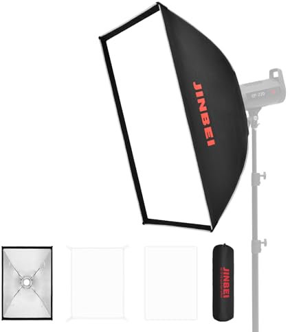 JINBEI Softbox Sistema di Apertura Rapido 60 x 90 cm Adattatore Bowens/Jinbei con Diffusori e Borsa per il Trasporto per Luci Video, Flash da Studio e Strobo