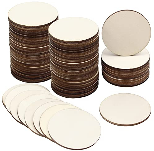 RUBY 50 Stück runde Holzscheiben Ø5 cm, unbearbeitete Holzplatten zum Basteln, Weihnachtsdeko, Geschenkanhänger, Lasergravur, Malen & Schnitzen