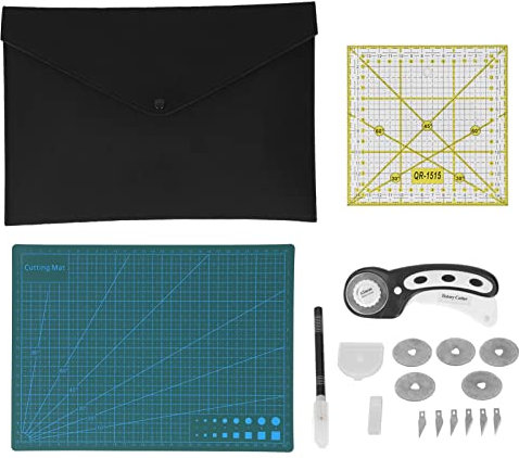 Pssopp Kit de Acolchado, Juego de Cortadores Rotativos, Juego de Cortadores de Tela, Kit de Acolchado Práctico Grueso con Alfombrilla Cortadora para Tejer a Mano