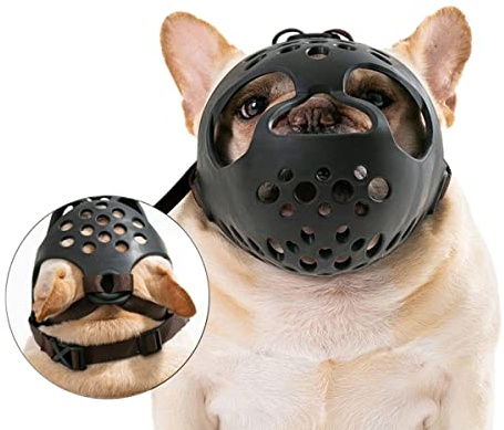 Munkorg med kort nos-fransk bulldog-justerbar anti-bit, anti-bell