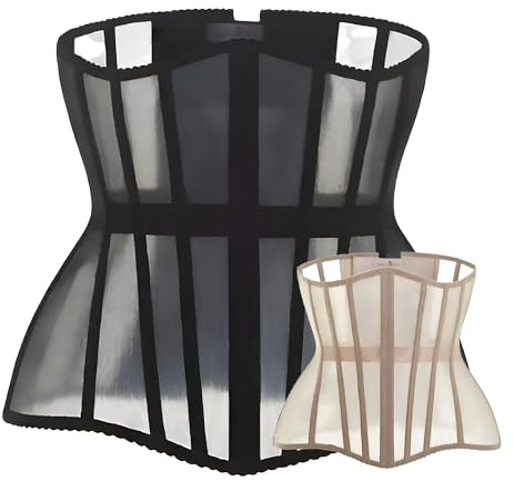 Mesh Corset Waist Trainer for Women - Underbust Corset Lace Up - Waist Cincher Shapewear - Body Shaper, Black, Medium