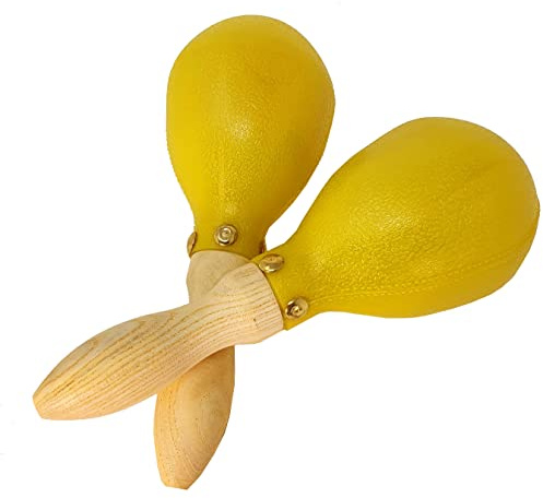 Rockstar - Par Maracas Percusión LP10Y Percusión de Mano. Conchas de plástico ABS y Asas de Madera para Actuaciones en Directo, Conciertos, Escuelas, Jovenes, Adultos - Rockmusic