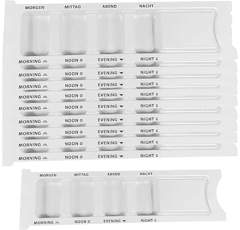 Pillenbox mit 4 Fächern – BPA-frei – Packung mit 10 Stück, Medikamenten-Organizer, viermal täglich – morgens, mittags, abends und vor dem Schlafengehen für den täglichen Gebrauch | (weiß)