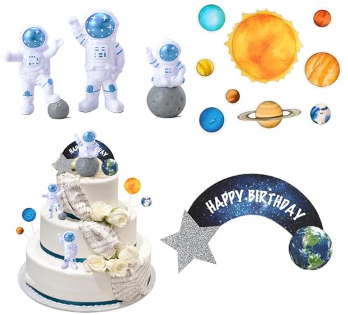 mohito 13 st Astronaut Tårta Dekoration, Astronaut Tårtdekorationer Statyetter, Space Astronaut Cupcake Toppers för Barn Födelsedagsdekorationer