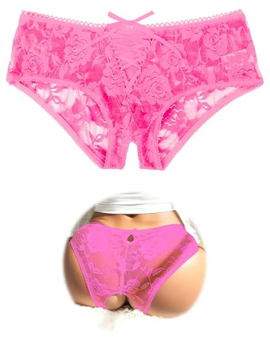 ohmydear Womens Lace Boyshorts Crotchless Sexy Panties Plus Size Underwear