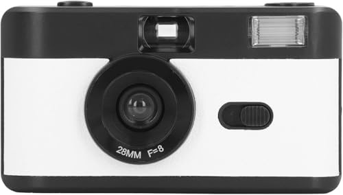 Disposable Film Camera 35 mm, Retro Film Camera with Built in Flash, Reusable Lightweight Vintage Camera, 28MM F/8 Lens, Full Manual Setting (Black and White)