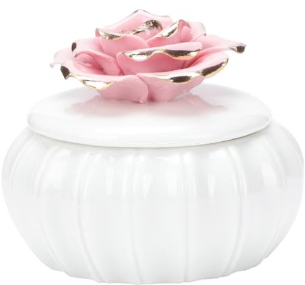 Veemoon Boîte De Rangement En Céramique Scellée Rose Poudré│boîte Décorative Nordique│pot Multifonction│usage Maison Et Mariage│design Original Dorure│