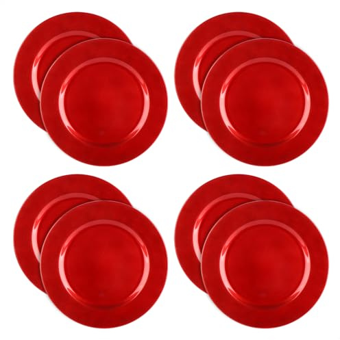 com-four® 8x glänzende Platzteller, wiederverwendbare Unterteller | edle Dekoteller für Hochzeit - Familienfeier oder Weihnachten - Ø 33 cm Servierplatten