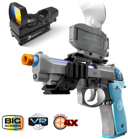 WonderFitter M9 VR Pistol Controller for Meta Quest 2/3/3S SteamVR HTC Vive PICO Realistic Shooting Simulator with Recoil Trigger Pull Detachable Magazine FPS Gun Accessory for Pavlov Onward Half-Life