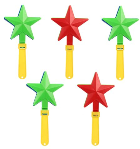Kisangel 5 Piezas de Matracas de Plástico en Forma de Estrella Accesorio de Fiesta para Hacer Ruido Juguete de Aplausos de Mano Adecuado para Carnavales Conciertos y Color Aleatorio