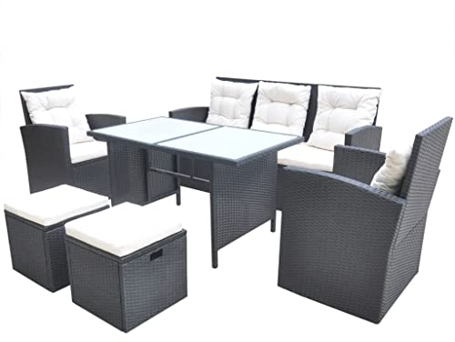 vidaXL Gartenmöbel Set 6-TLG. Poly Rattan Sitzgarnitur Sitzgruppe Gartengarnitur