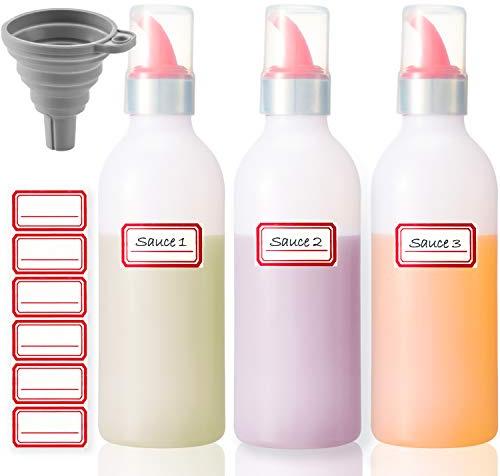SUJUDE Condiment Squeeze Bottle Sauce Squeeze Squirt Bottle for Kitchen Plastic Syrup Container Food Dispenser for Oil Ketchup Griddle Hot Sauce