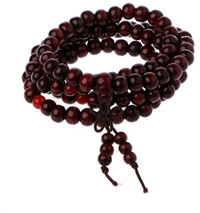 SimpleLife108 prière Bois Perles Mala Bracelet-Bois de Santal Naturel 8mm Perles Bracelets-Bois Naturel tibétain Bouddhiste Bouddha Collier de méditation