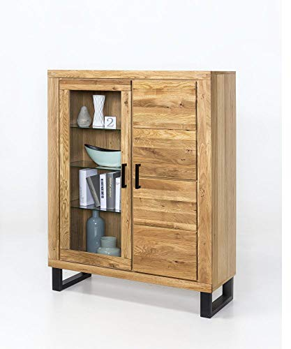 Elfo Vitrine Highboard Klara Wildeiche geölt Teilmassiv NEU/OVP