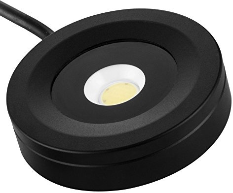 CNBRIGHTER LED Cabinet Light,Bathroom Porch Lights,3W COB Dimmable IP65 Waterproof,Surface Mounted Aluminum Ceiling Spot Lights for Display Showcase,Hallway, Closet,Warm White-3000K (Black Frame)