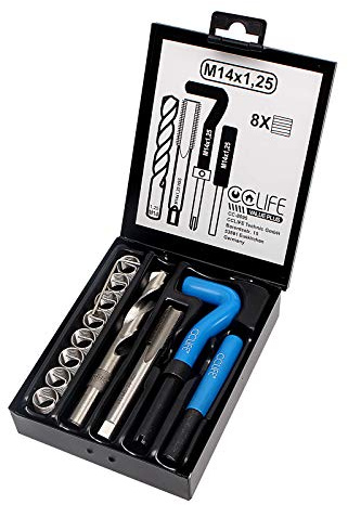 CCLIFE Gewindereparatur Gewinde Reparatur Satz M5 M6 M8 M10 M12 M14 zum Auswahl | Einsätze Hülsen, Größe:M14 X 1.25