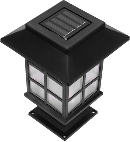 Uonlytech 2Pcs Solar Post Light Outdoor Solar Powered Pillar Lights with Pier Mount Base Solar Post Lantern for Garden Gate Column Driveway (Black)