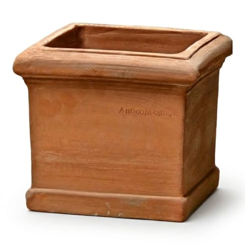 Teramico Pflanzgefäß Cubo Liscio echtes Terrakotta frostfest eckig (30cm) | Hochwertiges, quadratisches Terrakotta-Pflanzgefäß. Absolut frostfest, handgearbeitet und mit integriertem Abwasserloch.