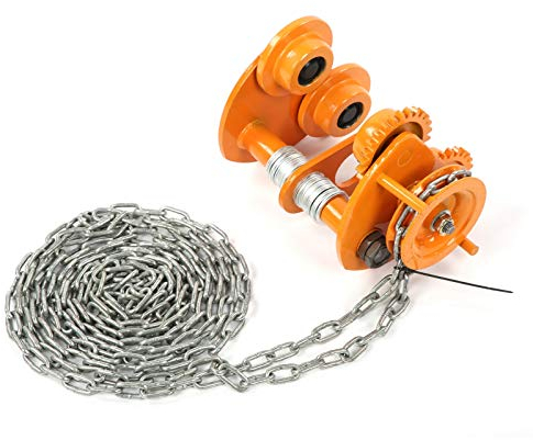 Laufkatze bis 1500 kg Manueller Trolley Heavy Duty Push Beam Roller mit 3 Meter Kette Rollfahrwerk Handfahrwerk