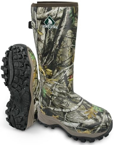 Obcursco 400g Insulation Rubber Hunting Boots for Men, Insulated Waterproof 6mm Neoprene Boot for Hunting (Camo, 7)