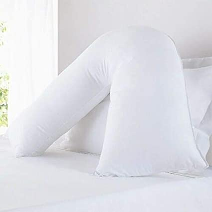 GB TEXTILE V Shaped Pillow Extra Cushioning Support For Head, Neck & Back