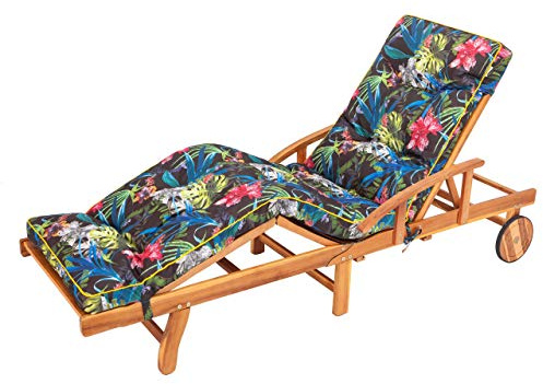 Bjird Liegenauflage, Auflage für Gartenliege 200 x 55 x 8 cm, Auflagen für Deckchair, Polsterauflage für Sonnenliege, Kissen für Liegestuhl, gesteppt - Bunte Bläter